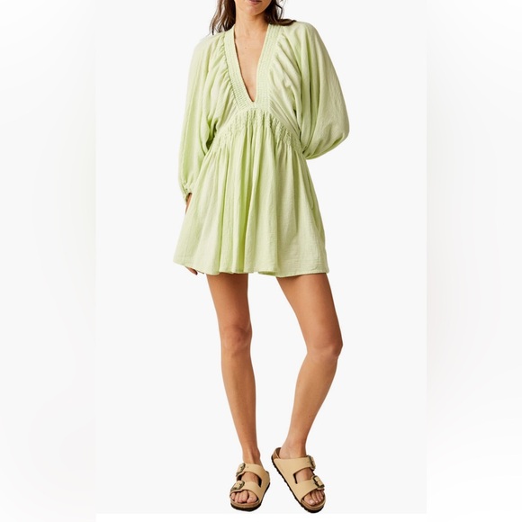 Free People Dresses & Skirts - Free people babydoll minidress size XL NWOT lime sorbeto